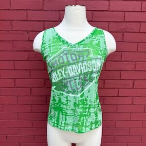 Harley Davidson Orlando Florida Green Tank‎ Top Sleeveless Shirt Small
